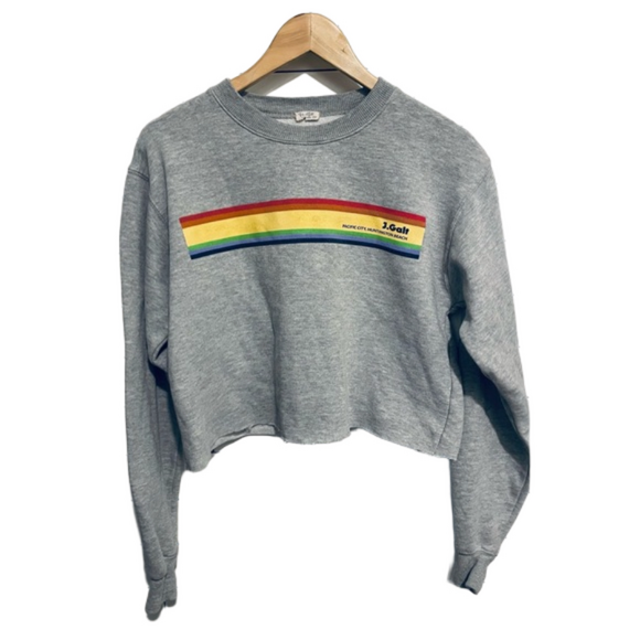Brandy Melville Tops - Brandy Melville John Galt crop rainbow logo huntington beach sweatshirt